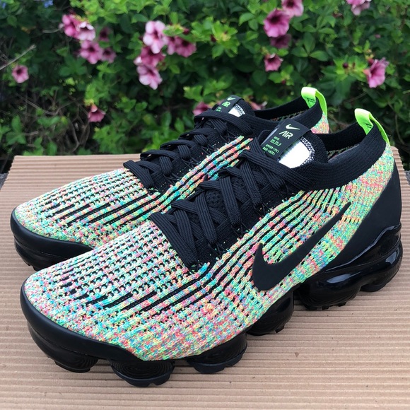 air vapormax flyknit 3 black/volt/blue lagoon